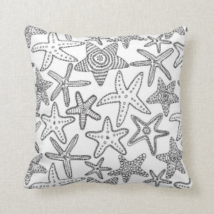 Coussin Peignez votre propre côtier noir et blanc