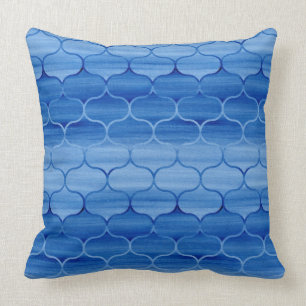 Coussin Peint motif léger et bleu-foncé d'Ogee