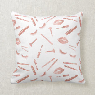 Coussin Peintre rose de maquillage or lashes lèvres lèvres