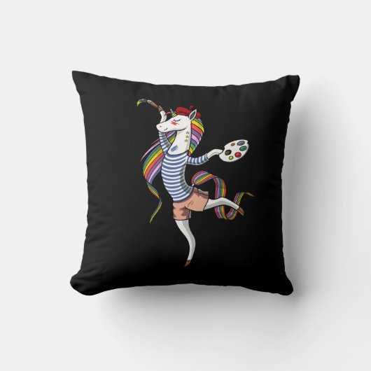 Coussin Peintre Unicorne Artiste Peinture Art Étudiant (Recto)