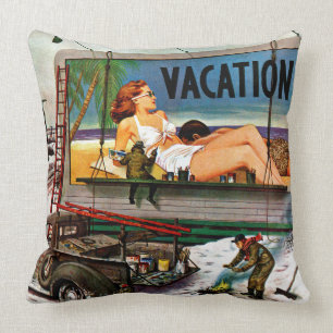 Coussin Peintres de panneau-réclame en hiver par Stevan