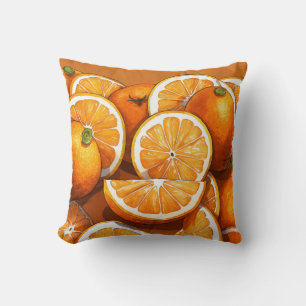Coussin Peinture à huile de dessin orange