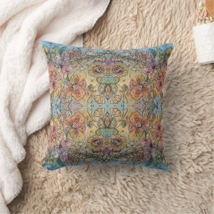 Coussin Peinture à l'aquarelle de jardin de fleurs Chic Fa