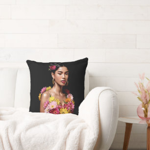 Coussin Peinture à l'huile botanique élégante féminine est