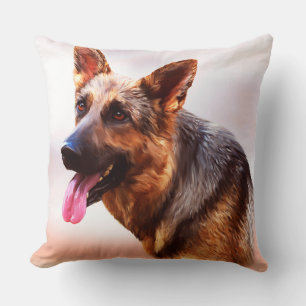 Coussin Peinture à l'huile de chien berger allemand Portra