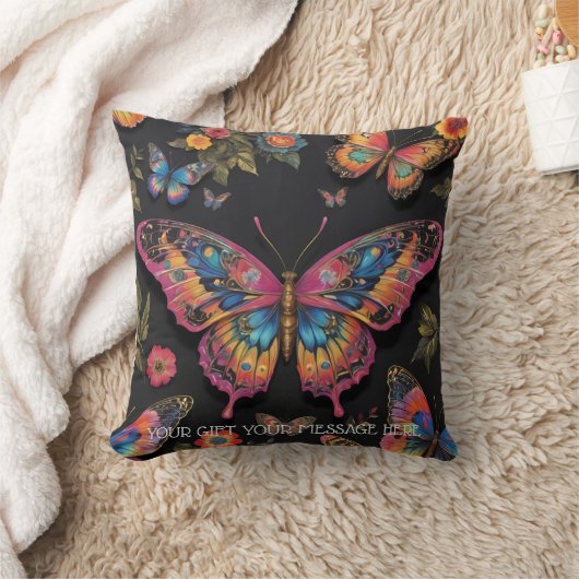 Coussin Peinture à l'huile de néon de papillon bohémien (Couverture)