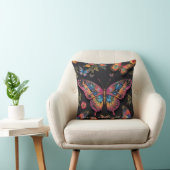 Coussin Peinture à l'huile de néon de papillon bohémien (Chaise)