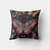 Coussin Peinture à l'huile de néon de papillon bohémien (Verso)