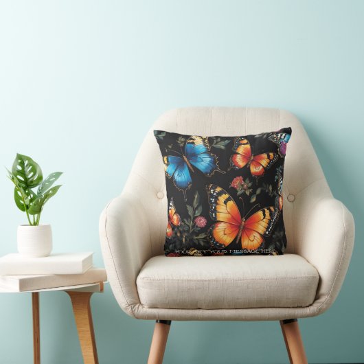 Coussin Peinture à l'huile de néon de papillon bohémien (Chaise)