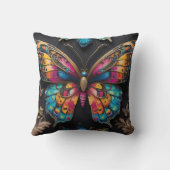 Coussin Peinture à l'huile de néon de papillon bohémien (Verso)