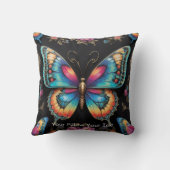 Coussin Peinture à l'huile de néon de papillon bohémien (Verso)