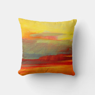 Coussin Peinture à l'huile de paysage abstraite sur toile,