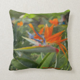 Coussin Peinture à l'huile d'Oiseau du Paradis