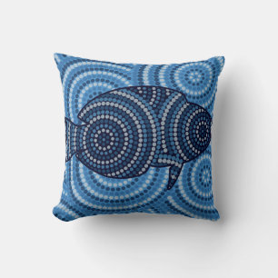 Coussin Peinture à points de poisson autochtone