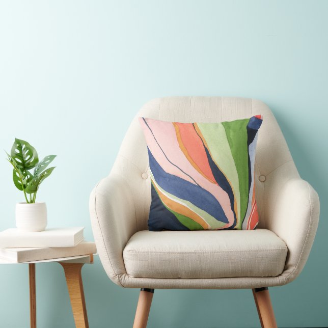 Coussin Peinture Abstraite Aquarelle Art Original (Chaise)