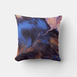 COUSSIN PEINTURE ABSTRAITE BLEUE ET BLANCHE