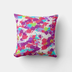 Coussin Peinture Abstraite colorée, rouge et violet