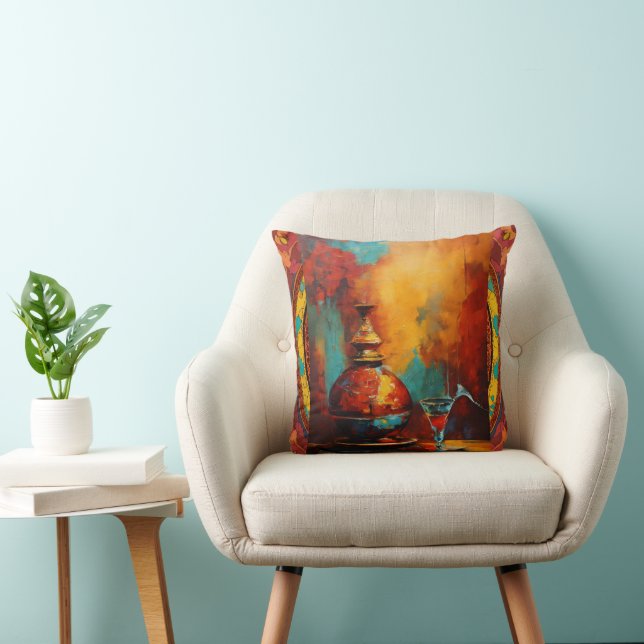 Coussin peinture abstraite d'art moderne (Chaise)