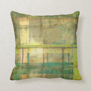 Coussin Peinture Abstraite dorée turquoise et verte