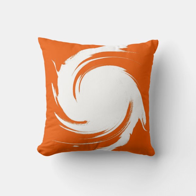Coussin Peinture Abstraite en spirale orange et blanche (Recto)