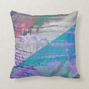 Coussin Peinture Abstraite moderne violet et grise