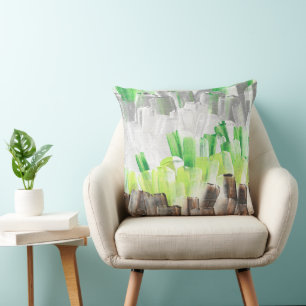 Coussin Peinture abstraite par coups de pinceau en vert et