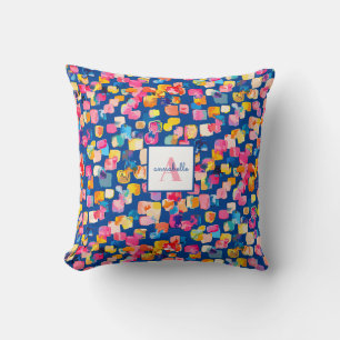 Coussin Peinture Abstraite Personnalisée Brillante Nom