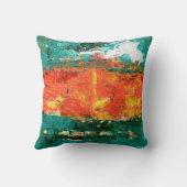 Coussin Peinture Abstraite verte et orange (Verso)