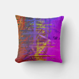 Coussin Peinture Abstraite violette et orange