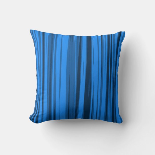 Coussin Peinture acrylique Abstraite rayée bleue (Recto)
