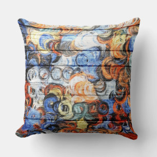 Coussin Peinture acrylique au bois
