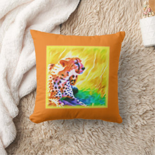 Coussin Peinture animale puissante de Cheetah. Commandez d