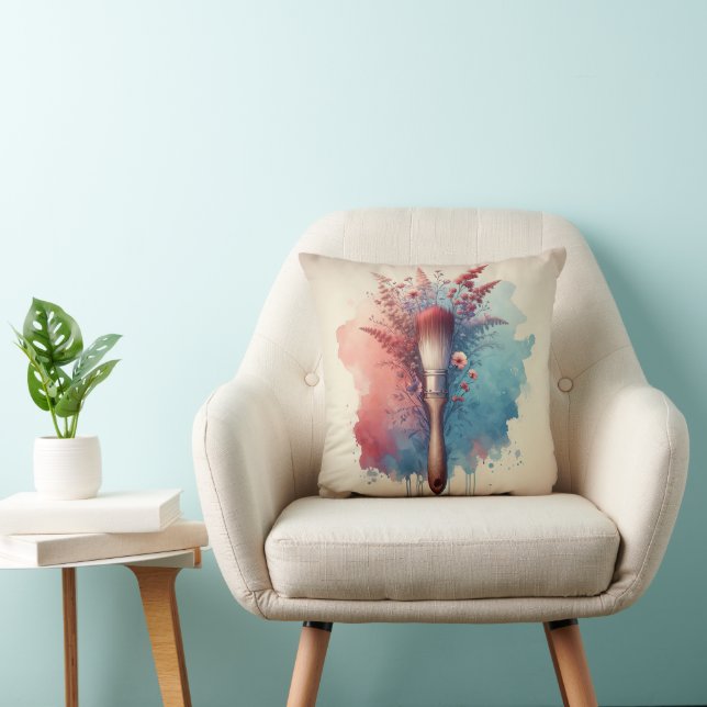Coussin Peinture Aquarelle Au Bouquet Floral (Chaise)