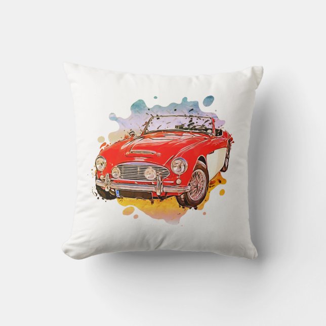 Coussin Peinture aquarelle Austin Healey  (Recto)