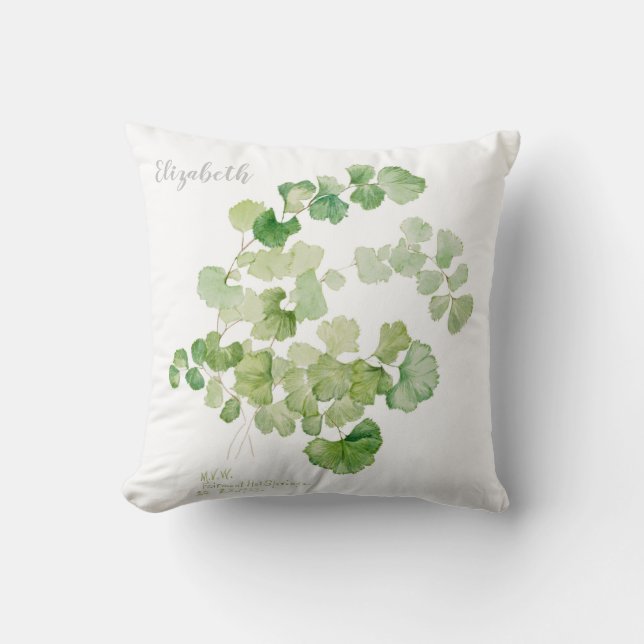 Coussin Peinture Aquarelle Botanique Verte Moderne (Recto)
