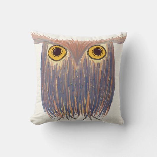 Coussin Peinture aquarelle de hibou coloré (Recto)
