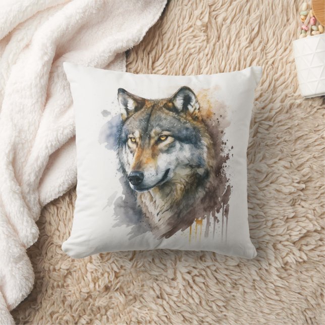 Coussin Peinture aquarelle Wolf (Couverture)