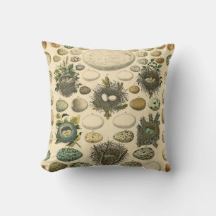 Coussin Peinture artistique de nid d'oeuf d'oiseau vintage