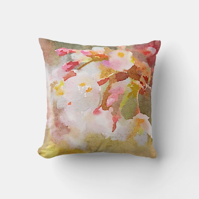 Coussin Peinture blanche d'aquarelle de Digitals de fleurs (Recto)