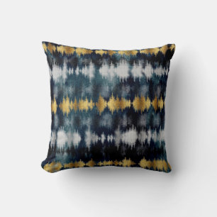 Coussin Peinture bleue et dorée moderne Cravate-teinture 