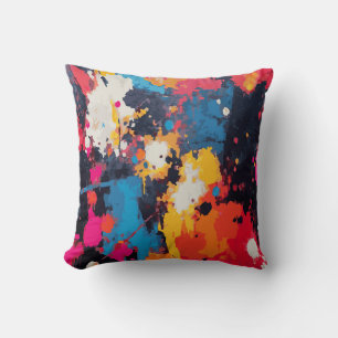 Coussin Peinture Colorée en Éclaboussures – Art Abstrait A