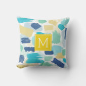 Coussin Peinture colorée et Monogramme jaune (Recto)