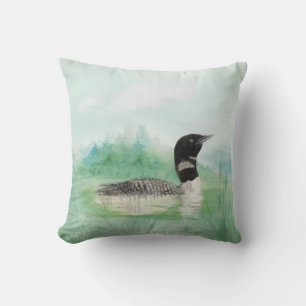 Coussin Peinture commune d'oiseau de région sauvage de