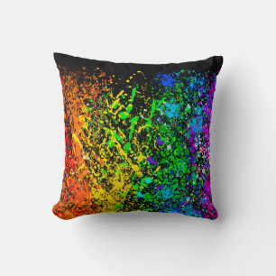 Coussin Peinture couleur arc-en-ciel noir éclaboussure col