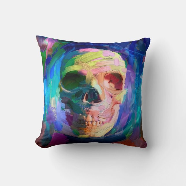 Coussin Peinture crânienne colorée (Recto)