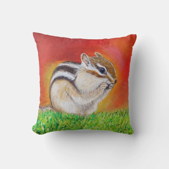 Coussin Peinture Cute Chipmunk (Recto)