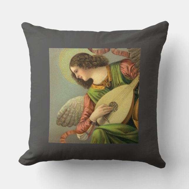 Coussin Peinture d'ange avec mandoline (Recto)