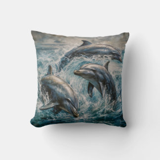 Coussin Peinture d'aquarelle des dauphins