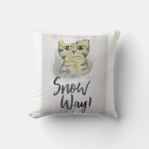 Coussin Peinture d'art folklorique humoristique de chat en