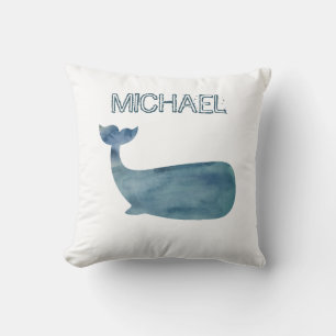 Coussin Peinture de baleine bleue Nom sur mesure Lève orei